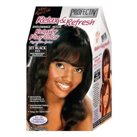 Profective Relax & Refresh No-Lye Relaxer Plus Color Restorative System 2 Touch-Ups or 1 Application Jet Black