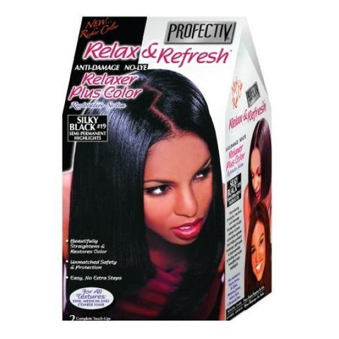 Profective Relax & Refresh No-Lye Relaxer Plus Color Restorative System 2 Touch-Ups or 1 Application Silky Black
