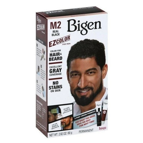 Bigen EZ Color M2 Hair & Beard Color Real Black Gray Coverage